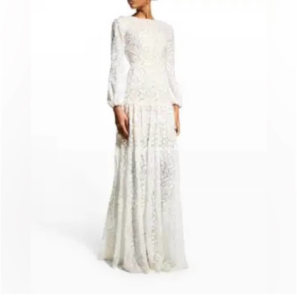 Dress The Population Size Medium Lyra Lace Maxi Dress White Wedding Tiered NWT